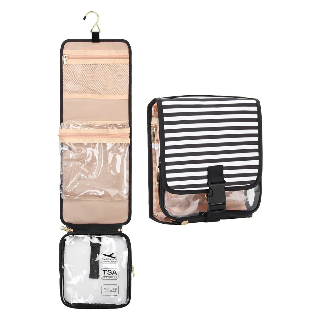 Relavel Small Hanging Toiletry Bag with Detachable Clear TSA Approved Toiletry Bag, Compact Waterproof Quart Size Travel Toiletry Bag for Women and Kids Essentials Cute 3-1-1 Toiletries Cosmetic Makeup Bag