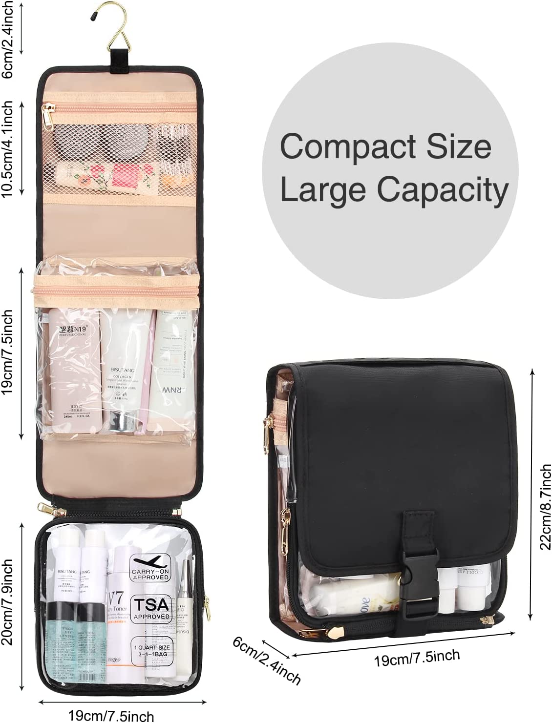 Travel Toiletry Bag with Detachable TSA Approved Relavel