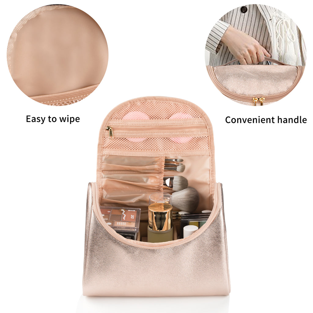 Rose gold wash bag top